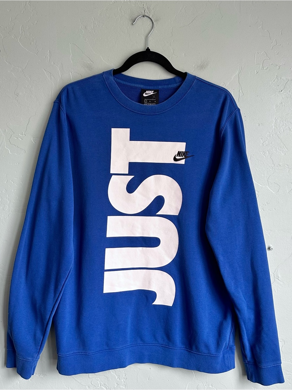 Nike Just Do It Royal Blue Crewneck Sweatshirt Size Large Sporty Athleisure